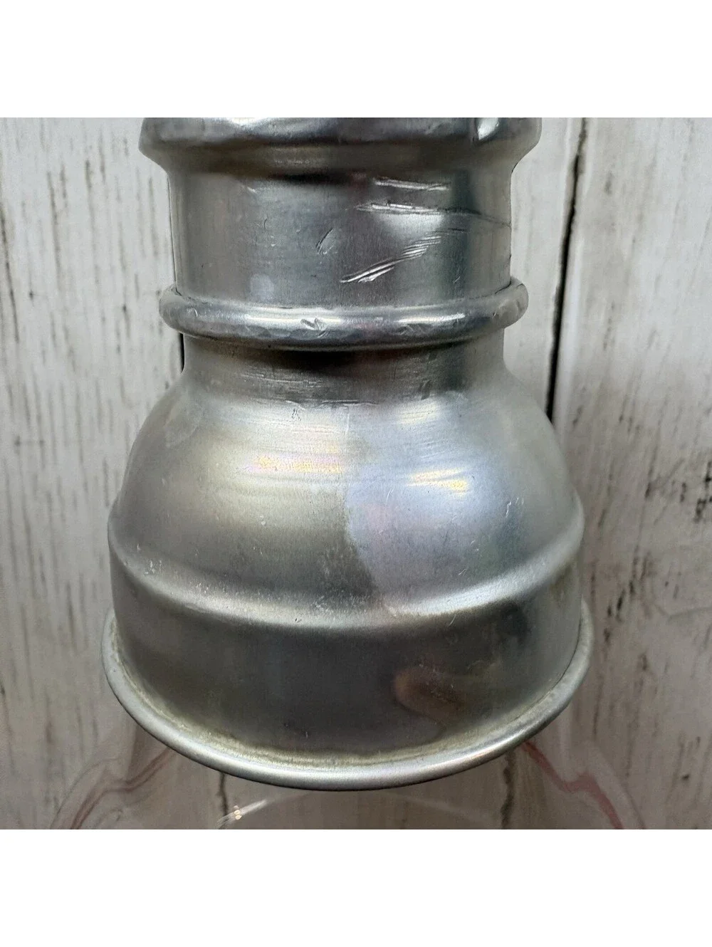 Vintage Cocktail Shaker Red Stripe Art Deco Glass MCM Aluminum Cap Drink Mixer